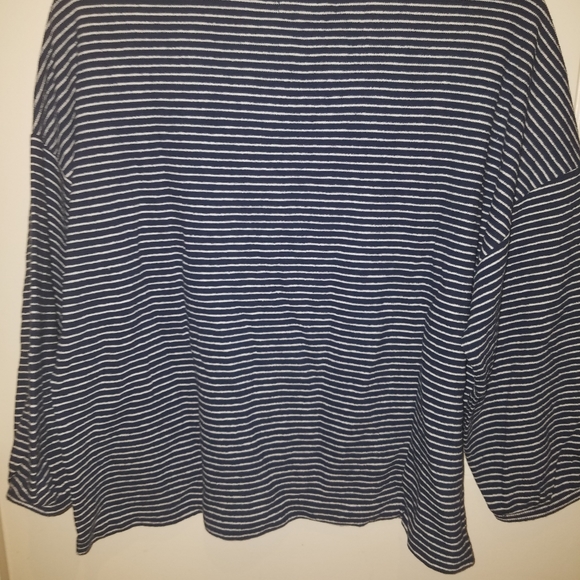*NEW WITH TAGS* MADEWELL blue and white striped 3/4 sleeve top size large - Picture 4 of 7